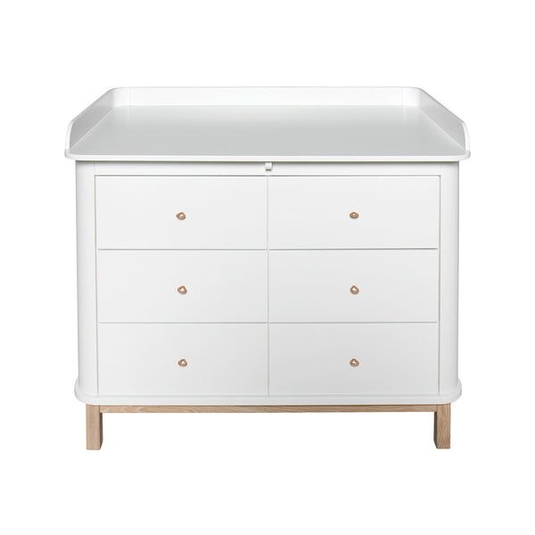 Oliver Furniture Wood chest of drawers with 6 drawers white/oak + large changing table