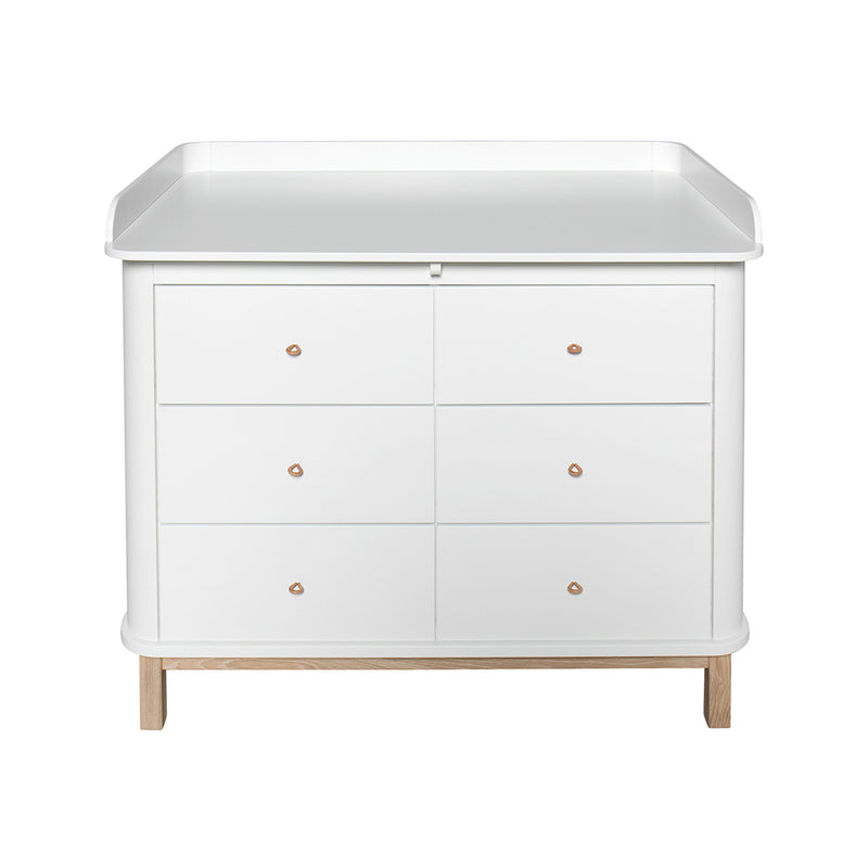 Oliver Furniture Wood chest of drawers with 6 drawers white/oak + large changing table