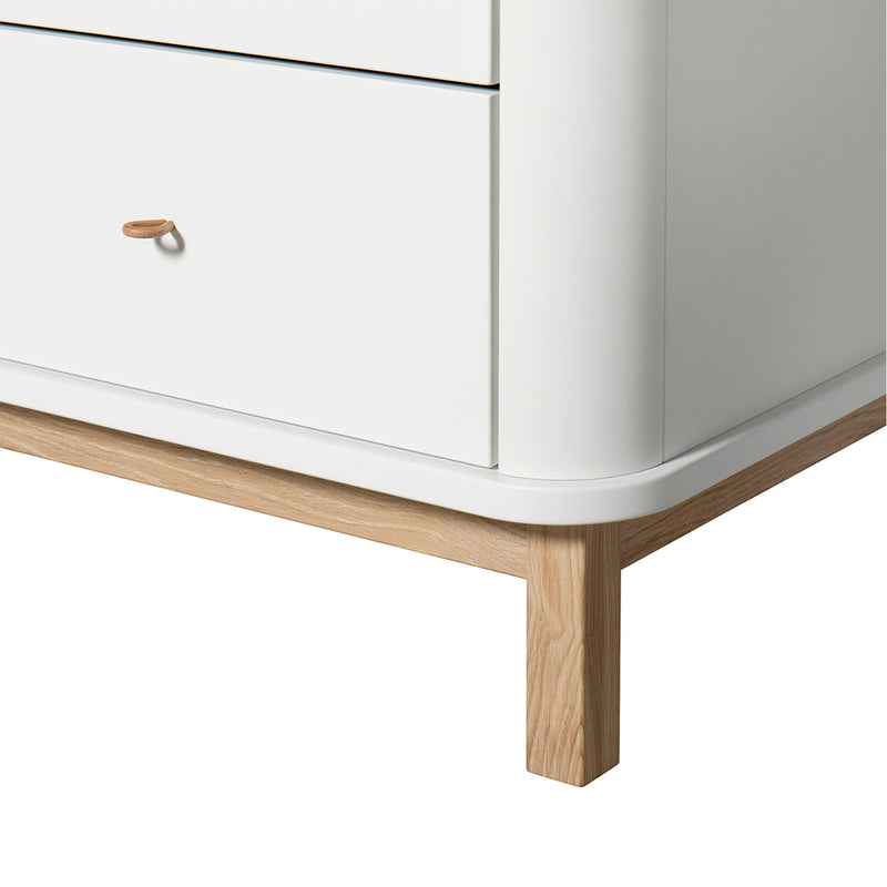 Oliver Furniture Wood Kommode mit 6 Schubladen Weiß/Eiche + Wickelplatte groß