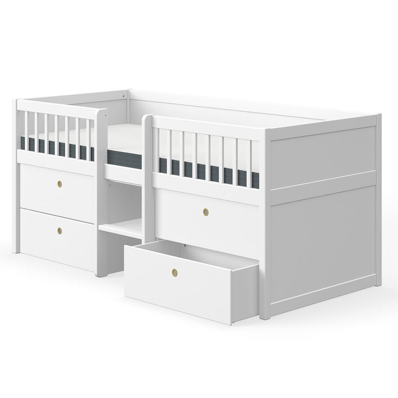 FLEXA Freja mid-high bed with drawers white 90x200 cm