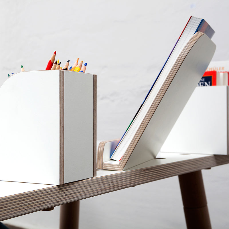 Growing Table Bücheraufsteller Bücherhalter in Weiß Birke