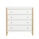 Oliver Furniture Wood Kommode mit 4 Schubladen Weiß/Eiche